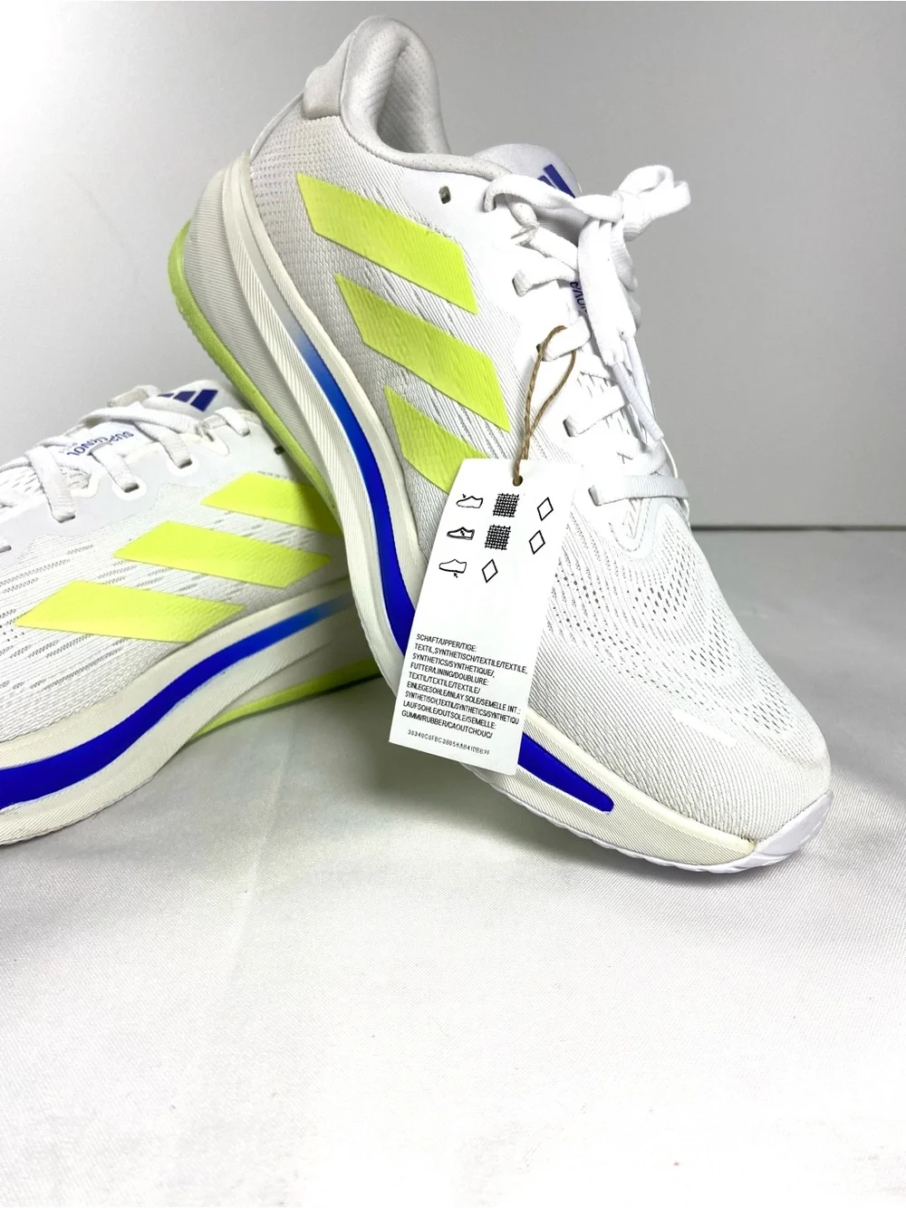 adidas Supernova Rise 2 M Running Shoes White Lime Blue Men’s 11.5 IH8662 NWOB
